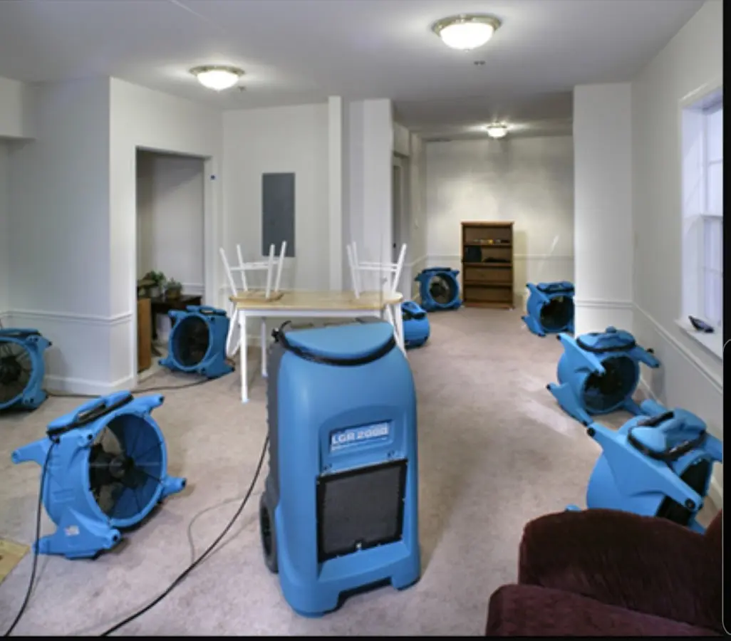 Air movers and dehumidifier setup for Water Damage Restoration in Lansdowne