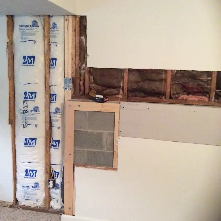 Wall insulation replacement during Basement Flood Cleanup in Lansdowne